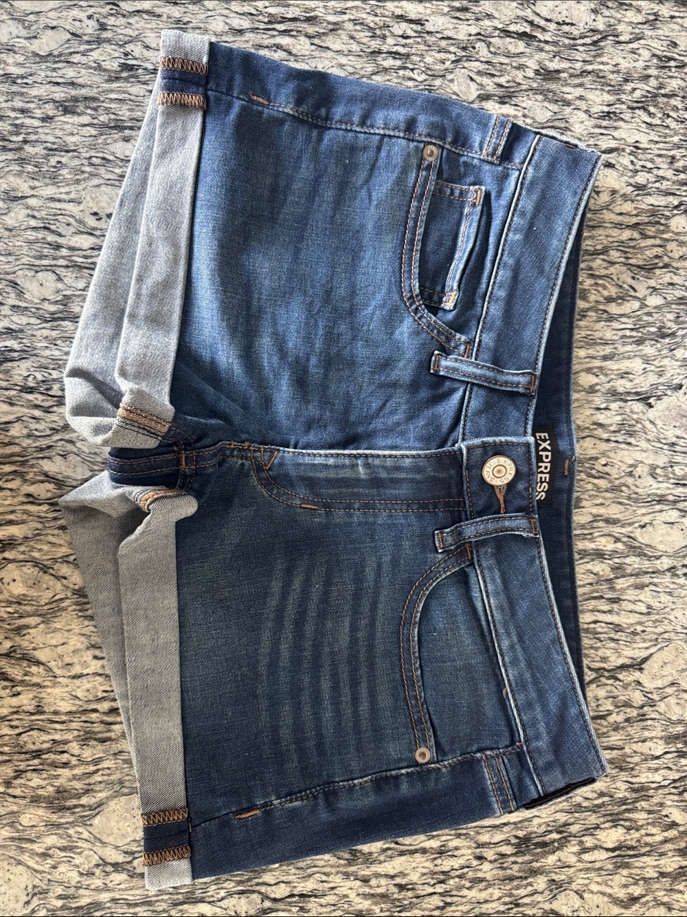 Express Shortie Jean Shorts Low Rise